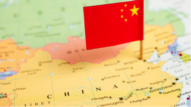 Китайский флаг на карте